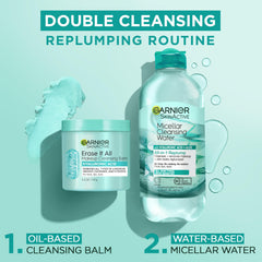Garnier Erase It All Cleansing Balm with water turns milky for easy rinse
