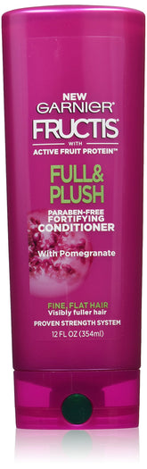 Garnier Fructis Full & Plush conditioner bottle – lightweight volumizing care for fine hair