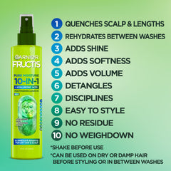 Garnier Fructis Pure Moisture ingredients hyaluronic acid for intense hydration and healthy-looking shine.