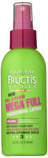 Garnier Fructis Style Mega Full bottle illustrating volumizing formula for fuller hair