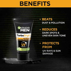 Garnier Men Power White packaging box highlights anti-pollution concept.
