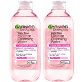 Garnier Micellar Water with Rose bottle close-up for a hydrating cleanse.