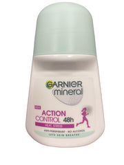 Garnier Mineral Action Control roll-on bottle for all-day dryness under the arms.