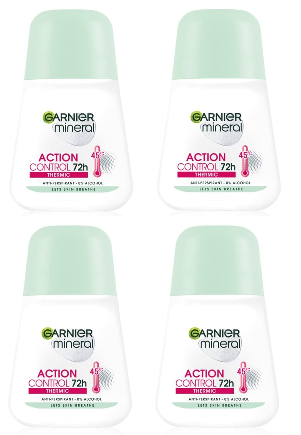 Garnier Mineral Action Control Roll-On for Women 4x50ml bottle—dry feel all day