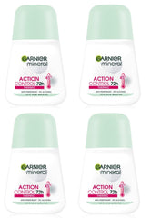 Garnier Mineral Action Control Roll-On for Women 4x50ml bottle—dry feel all day