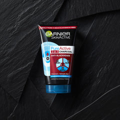 Garnier Skin Active Pure Active Charcoal Scrub exfoliates gently to smooth skin texture.