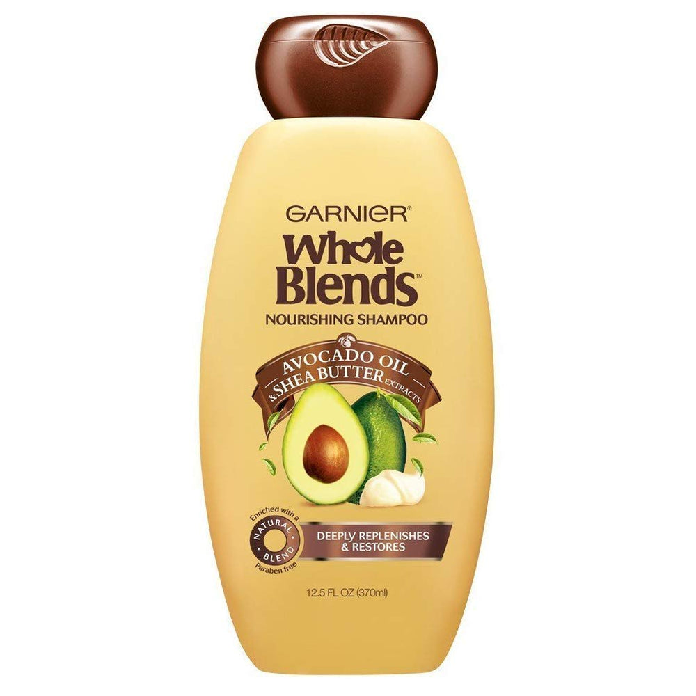 Garnier Whole Blends avocado oil shampoo bottle for daily moisturization