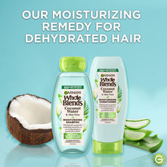 Garnier Whole Blends coconut water aloe vera label closeup highlighting natural ingredients