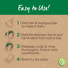 Garnier Whole Blends Hydrating Shampoo Bar applied from roots to tips for even lather.