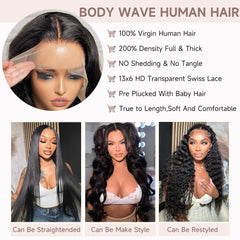 GBUN pre-plucked wig with baby hairs for easy, realistic parting