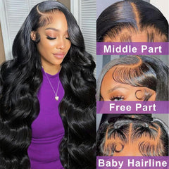 GCOKS 24-inch body wave full density wig highlighting fullness and movement.