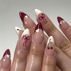 GCSQW 24-piece French tip nails pack with a glossy finish for at-home salon results.