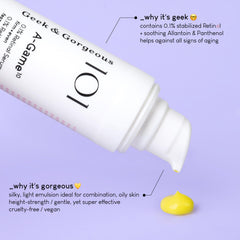 Geek & Gorgeous A-Game serum absorbs quickly for comfortable daily use.