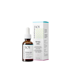 Geek & Gorgeous Stress Less bottle front with lightweight gel for calming skin