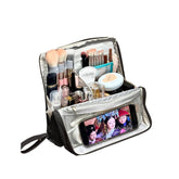 Geelraqaly standing makeup bag front view showing spacious cosmetic storage for travel