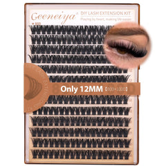 Geeneiya 12mm volume lash clusters for natural daily wear.