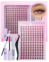Geeneiya Brown Manga Lashes Clusters Kit for natural daily volume.