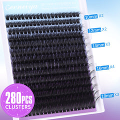 Geeneiya D-curl cluster lashes 10–18mm for denser, salon-like look.