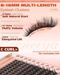 Geeneiya Fluffy Lash Clusters open-eye mapping for quick, balanced lash styling.