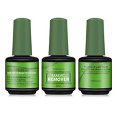 Gel Nail Polish Remover Green 3x15ml pack for at-home gel removal
