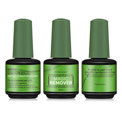Gel Nail Polish Remover Green 3x15ml pack for at-home gel removal