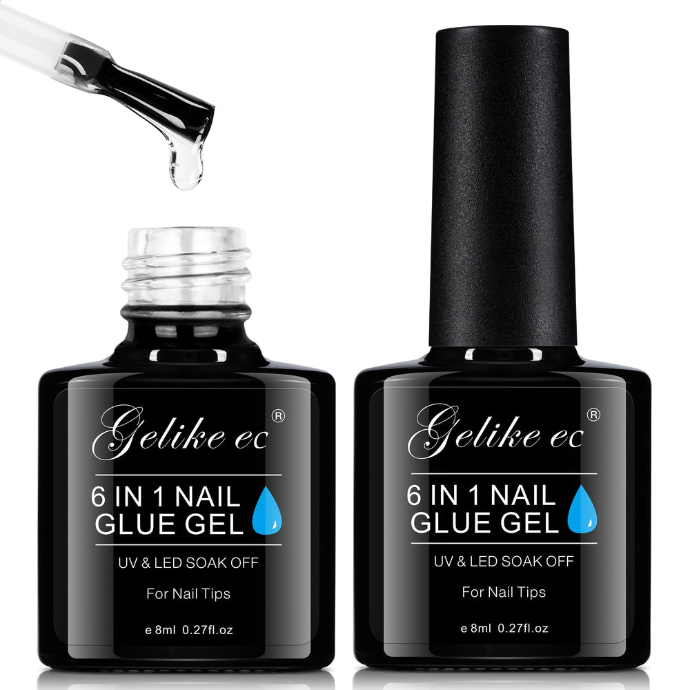 gelike ec 6in1 nail glue bottle shows fast, reliable bonding for tips and press-ons.