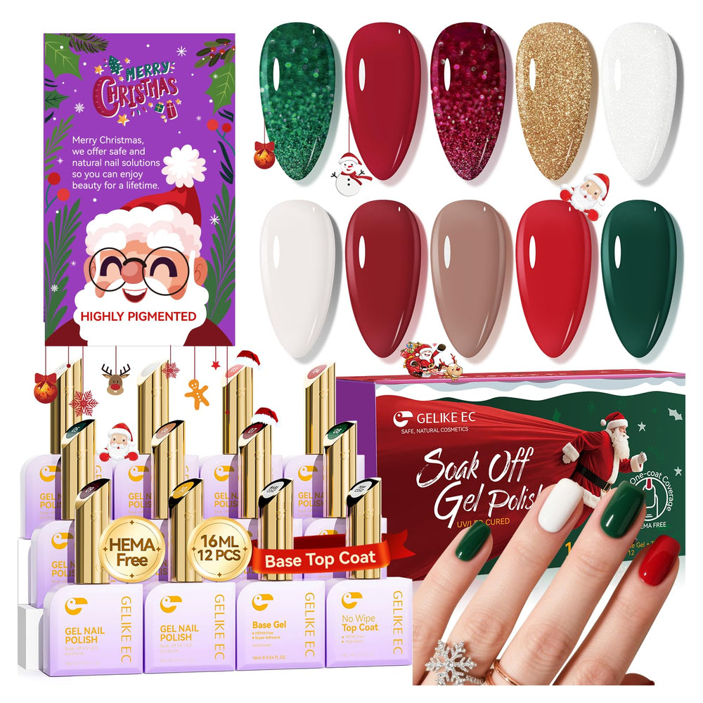 Gelike EC Christmas gel polish bottle with rich pigment for vibrant holiday nails
