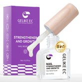 Gelike ec nail strengthener bottle closeup showing 8-in-1 care for stronger nails