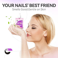 Gelike EC quick-absorb cuticle oil on nails for fast hydration.