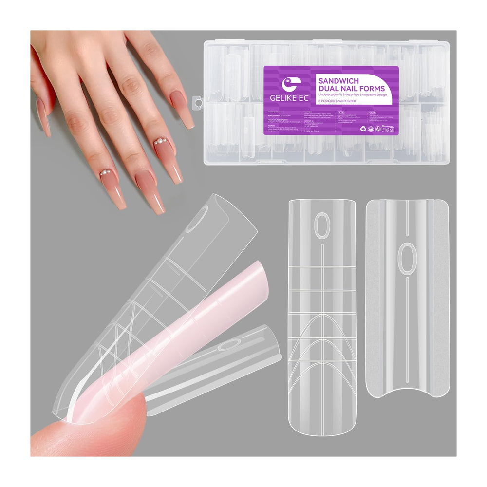 Gelike EC sandwich dual form top and bottom for flawless extensions at home.