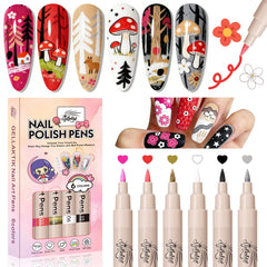 GELLAKTIK 6 colors nail art pens set with vibrant hues for DIY designs