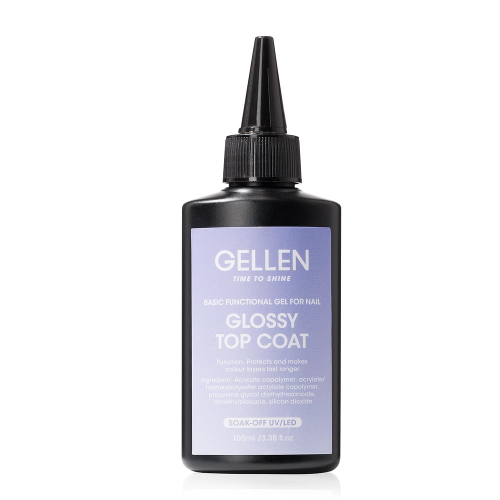 GELLEN 100ml no-wipe top coat bottle for salon use and longevity.