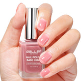 GELLEN 4-in-1 clear base coat with dusty pink tint for natural-looking nails.