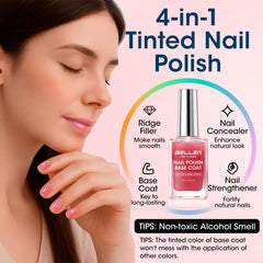 GELLEN 4in1 clear nail polish sheer red tint on nails for natural correction.