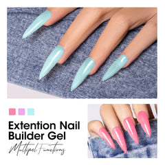 GELLEN Builder Gel Kit Blue nails for durable, glossy gel extensions