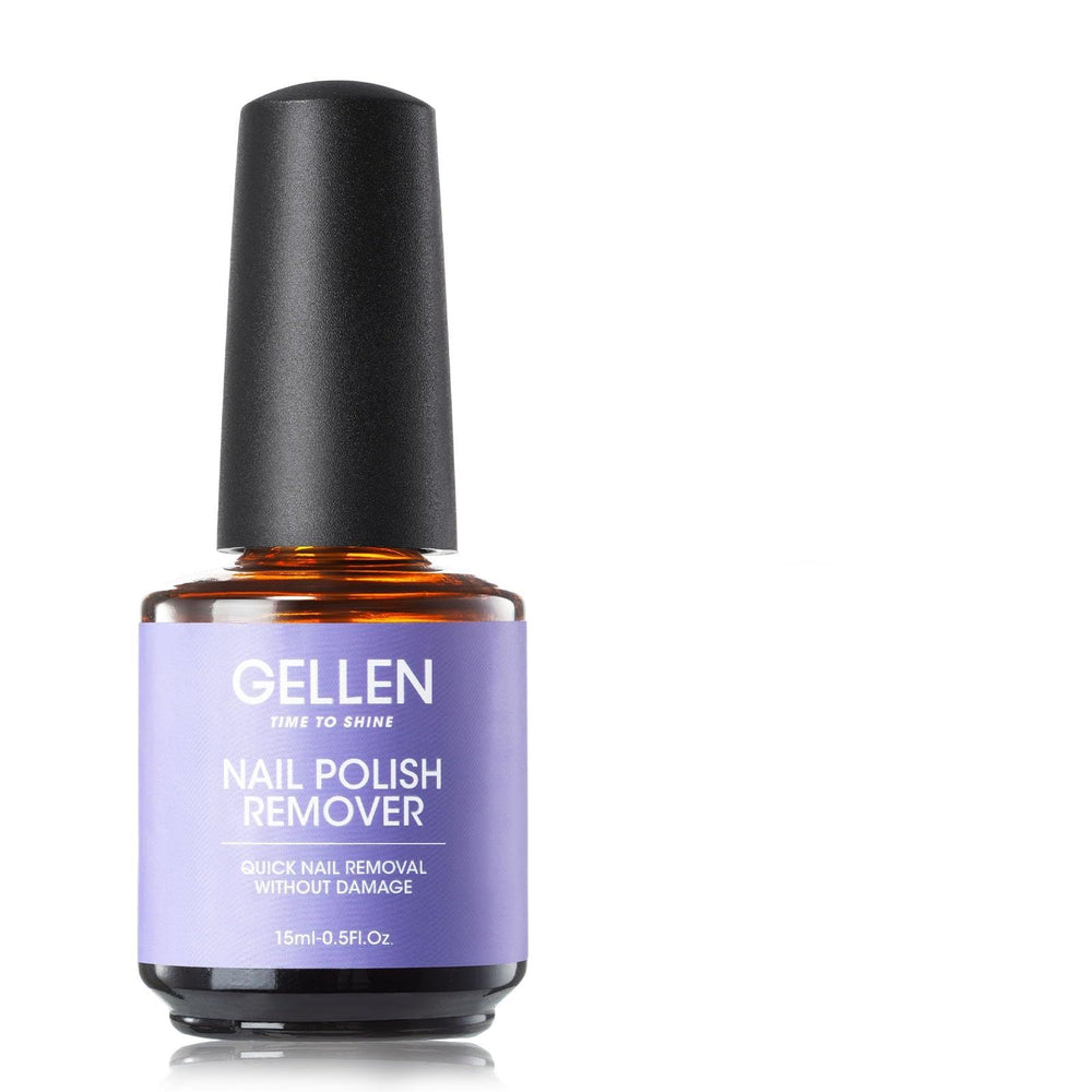 Gellen Gel Nail Polish Remover bottle demonstrates easy application for quick removal.