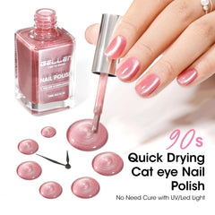 GELLEN magnetic pink polish swatch showing holographic glitter effect