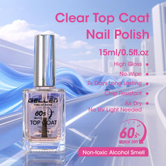 GELLEN nails coated with top coat delivering a glossy finish