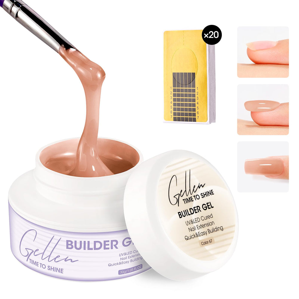 GELLEN nude builder gel 30g ready for natural-looking nail extensions and strong sculpting.