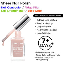 GELLEN nude swatch on nail shows neutral earth tone correction and subtle glow.