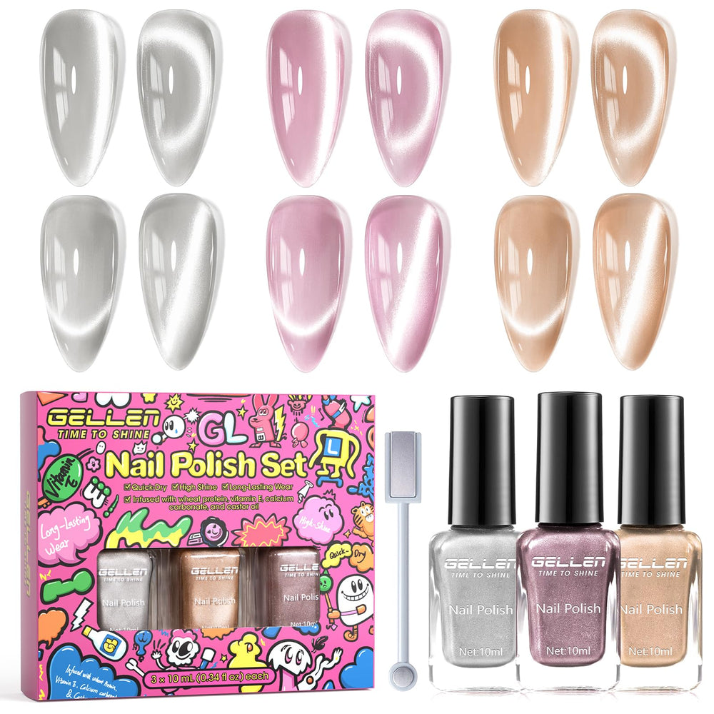 GELLEN Quick Dry Cat Eye Kit box with magnet showcases shimmering 3D effects.