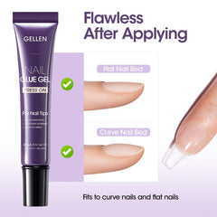 GELLEN crystal-clear formula with non-yellowing finish for natural-looking nails.