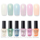 GELLEN Shimmer Pastel nail polish collection with six colors for quick-dry, long-lasting nails.