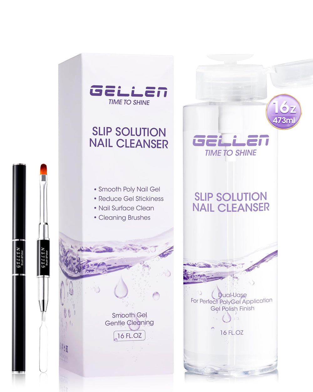 GELLEN slip solution 16oz bottle for precise polygel shaping and smooth application.