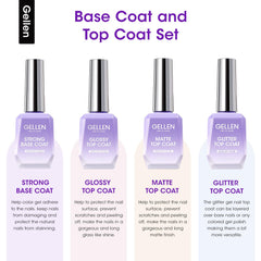 Gellen glossy top coat bottle delivers high shine and durable protection