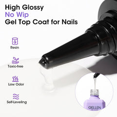 GELLEN UV/LED cure top coat for quick, durable sealing.