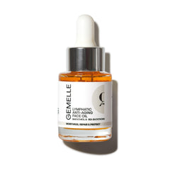 Gemelle Lymphatic Oil bottle ready for daily facial massage and care.