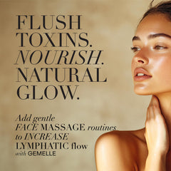 Gemelle Lymphatic Oil close-up—rich texture ready for massage routines.