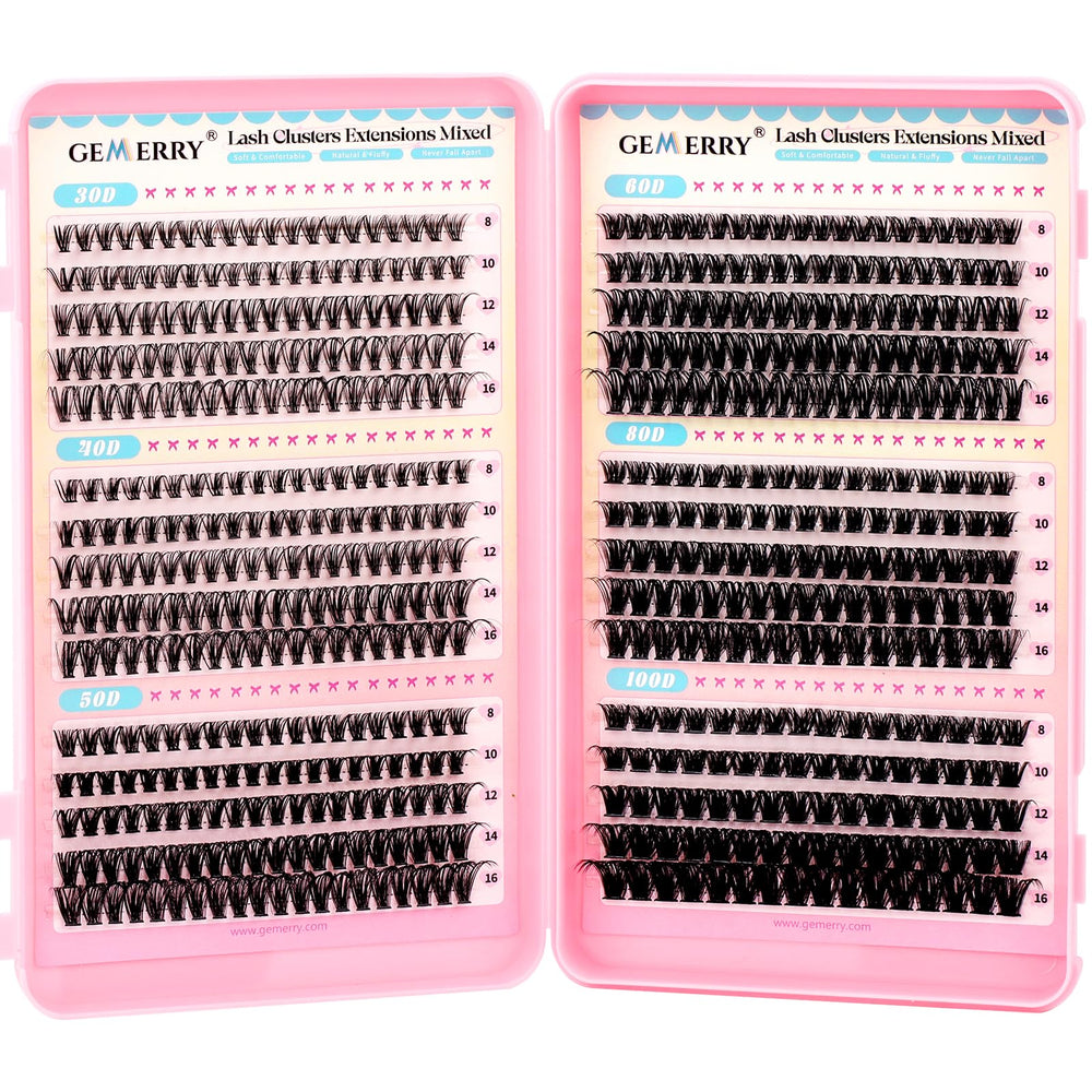 GEMERRY lash clusters 30D natural look for daily wear.