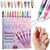 Gemsanva 12 colors nail art pens kit front with vibrant shades for creative designs